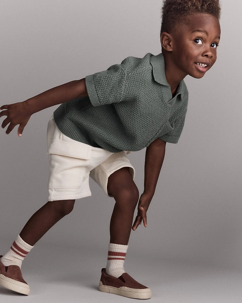 Toddler Boy Cargo Short with Pockets - Cream