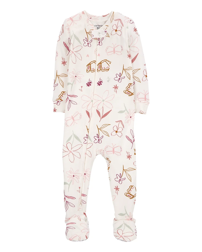 Baby Girl Floral 1-Piece PurelySoft Footie Pyjamas