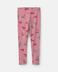 Girls School Spirit Pull-On Stretch Leggings - Pink