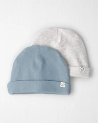 Baby 2-Pack Organic Cotton Rib Caps