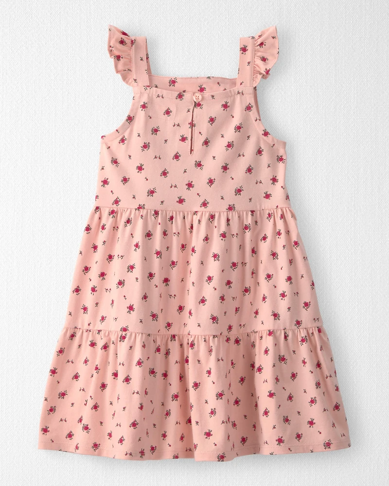 Toddler Girl Organic Cotton Tiered Dress Blush Floral Print