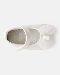 Baby Girl Tulle Bow Dress Shoes - White