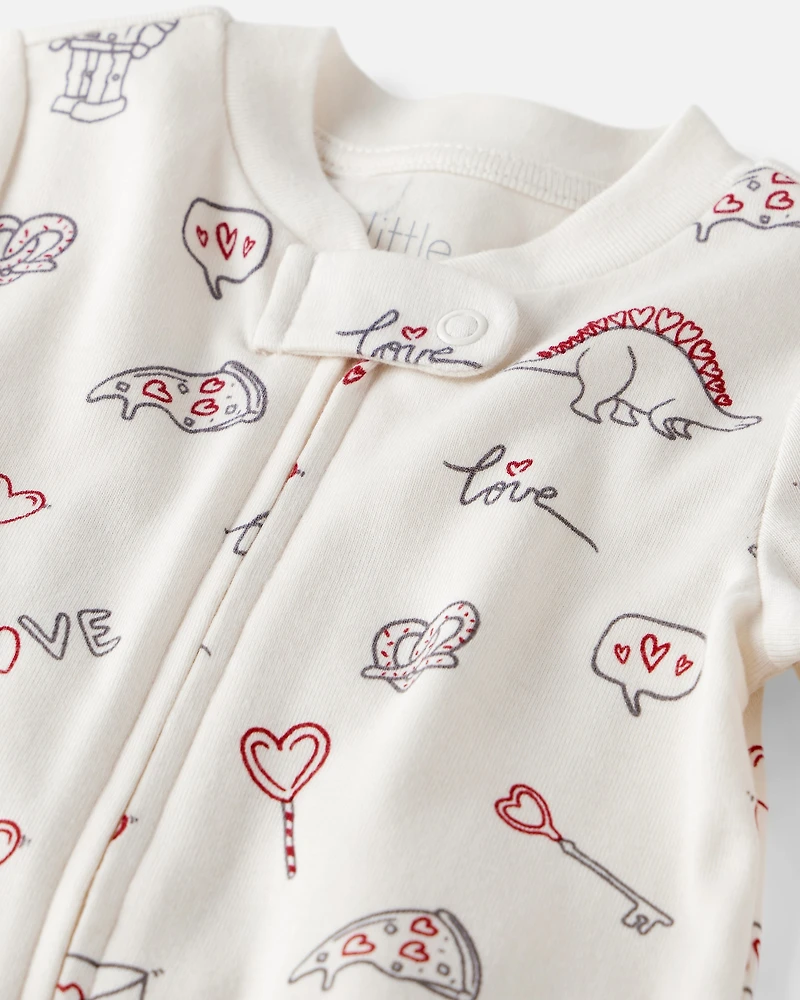 Baby Organic Cotton Sleep & Play Pyjamas Little Loves Print