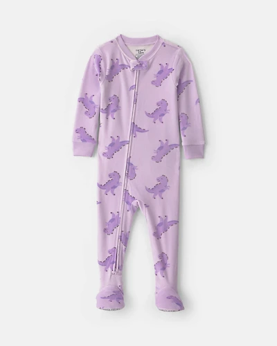 Toddler Girl 1-Piece Dino DreamPlush Snug Fit Footed Pyjama - Purple