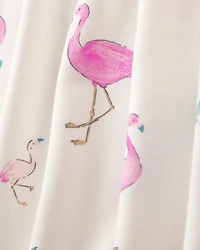 Baby Girl Flamingo PurelySoft 2-Way Zip Snug Fit Sleeper - Ivory