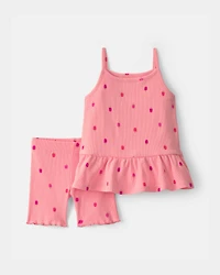 Toddler Girl 2-Piece Popsicle Top & Short Set - Pink