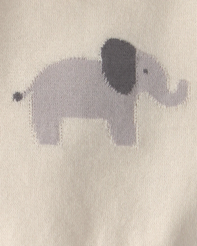 Baby 2-Piece Elephant Short-Sleeve Sweater Top & Short Set - Cream