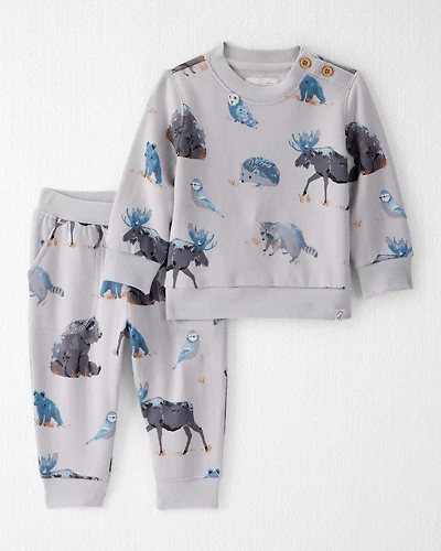 Baby Boy Midnight Forest Print Fleece Set Made with Organic Cotton