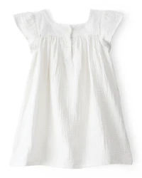 Toddler Solid Flutter-Sleeve Dress - White