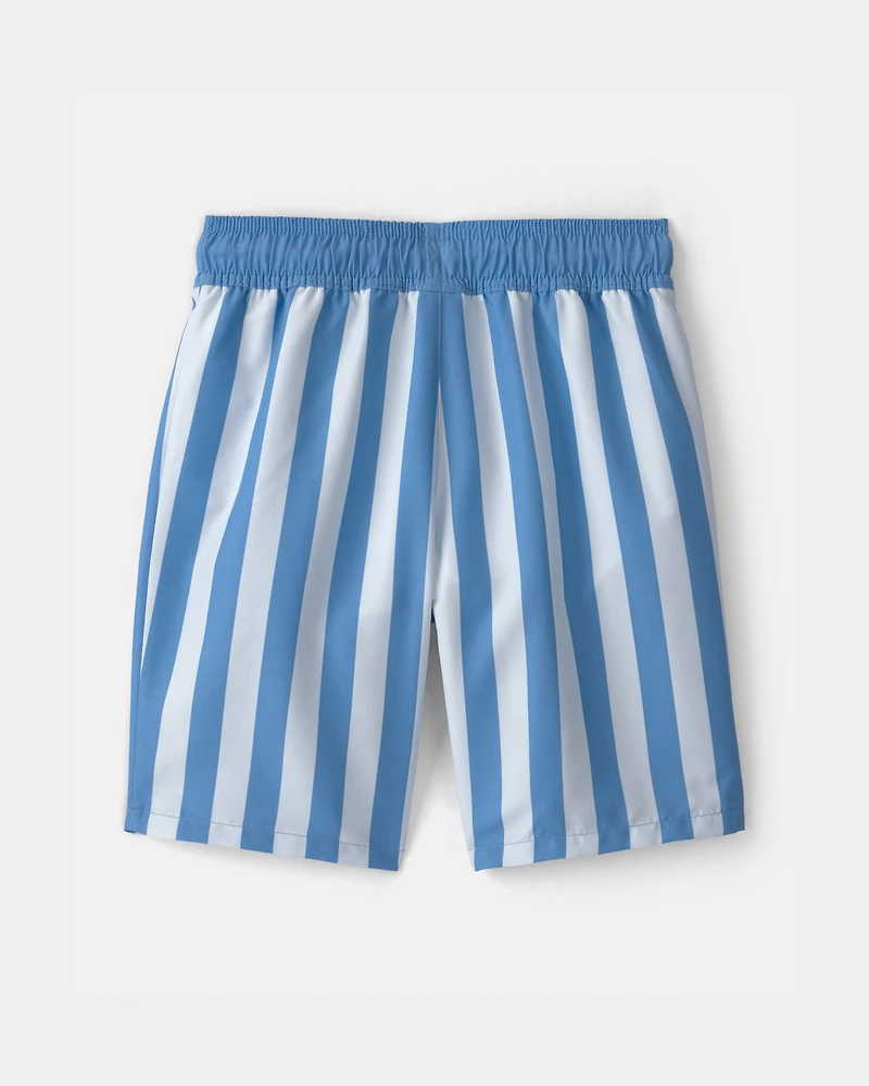 Boys Striped Swim Trunks - Blue