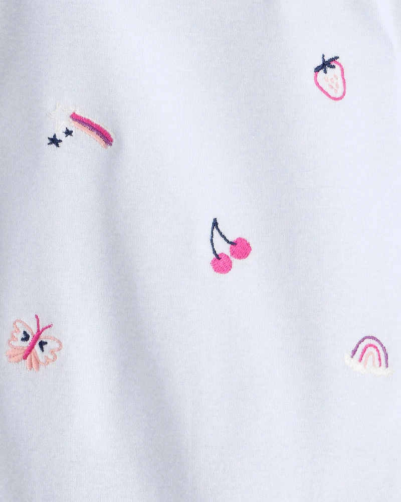 Baby Girl Fruit Print Cotton Long-Sleeve Tee & Pant Set - Blue