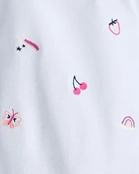 Baby Girl Fruit Print Cotton Long-Sleeve Tee & Pant Set - Blue