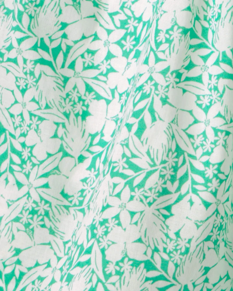 Girls 2-Piece Floral Sleeveless Top & Skort Set - Green/Ivory