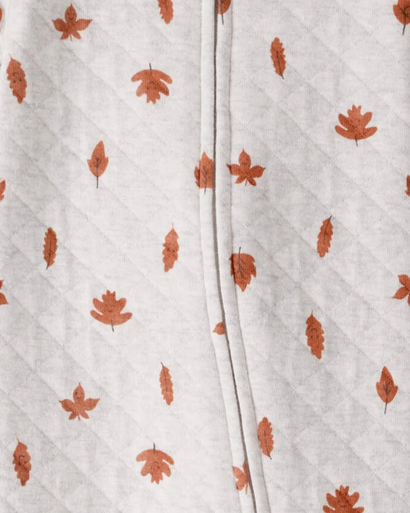 Baby Quilted Sleep & Play Pyjamas Made with Organic Cotton Leaves Print