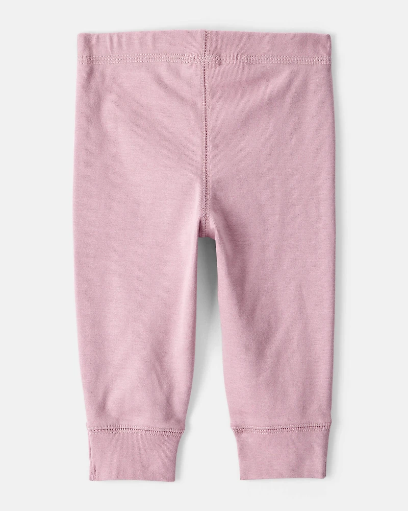 Baby Girl 2-Pack 100% Cotton Pull-On Pants - Blue/Pink