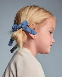 Toddler Girl 2-Pack Bow Hair Clips in Chambray - Blue