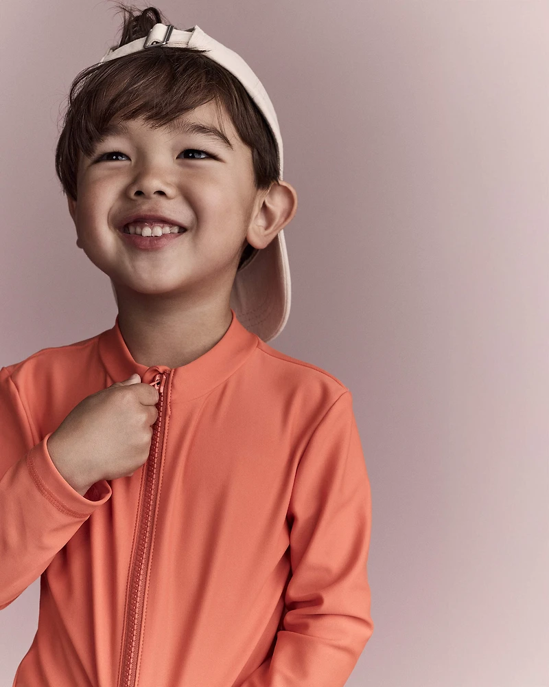 Toddler Full-Zip Long-Sleeve Rashguard - Orange