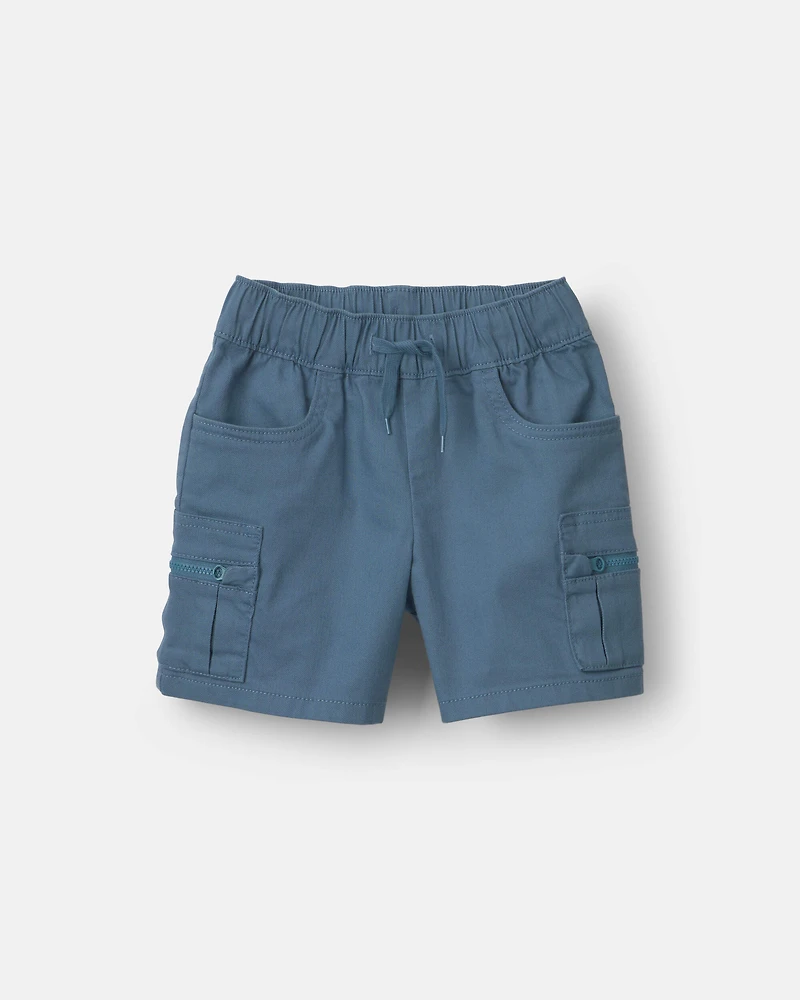 Toddler Boy Cargo Short with Zipper Pocket - Slate