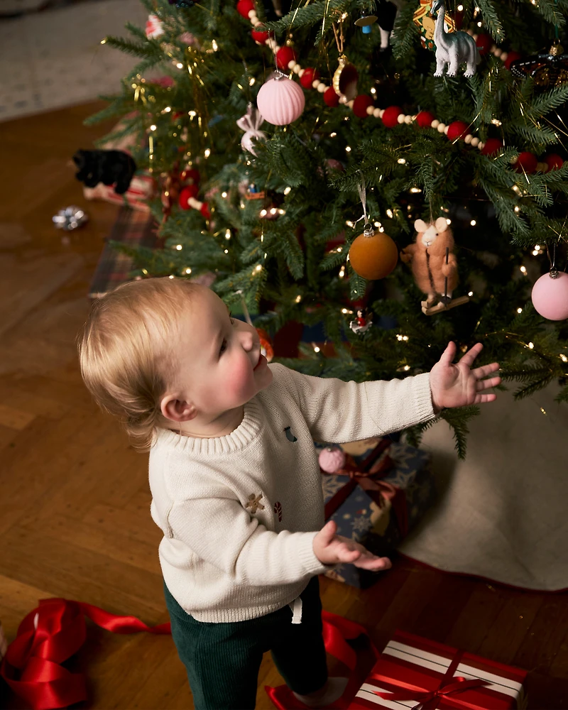 Baby Boy Holiday Print Long-Sleeve Sweater & Pant Set - White