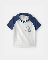 Baby Boy Alligator Polo Shirt - Blue/Grey