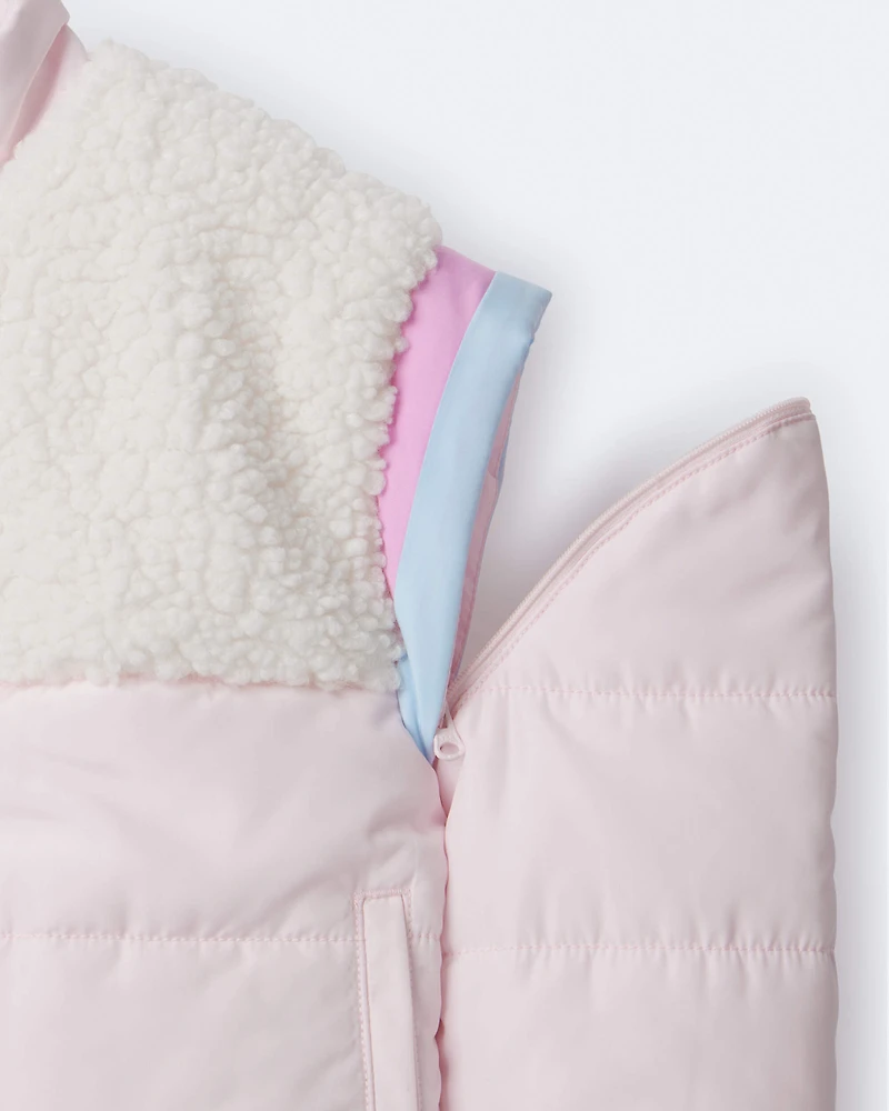 Toddler Girl Colourblock Zip-Up Jacket - Light Pink/Cream