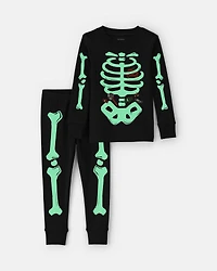 Baby 2-Piece Halloween Skeleton 100% Cotton Snug Fit Pyjama Set - Black