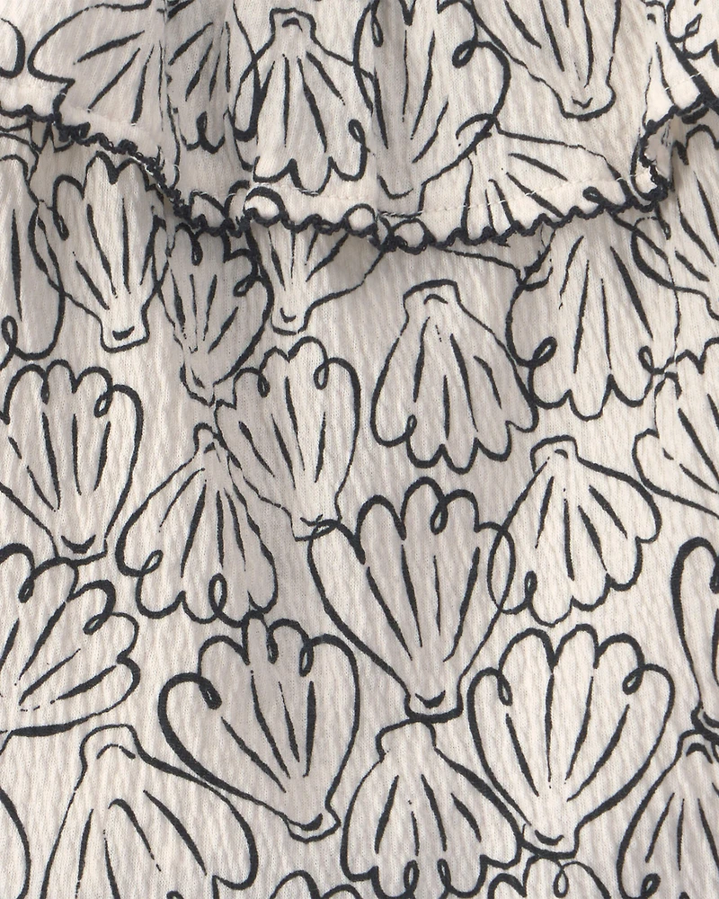 Toddler Girl 2-Piece Floral Ruffle Top & Short Set - Black/Cream