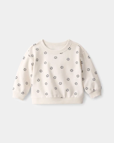 Baby Soccer French Terry Pullover Sweatshirt - Cream