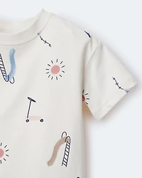 Toddler Short-Sleeve Relaxed Graphic Tee Park Day Print - Cream