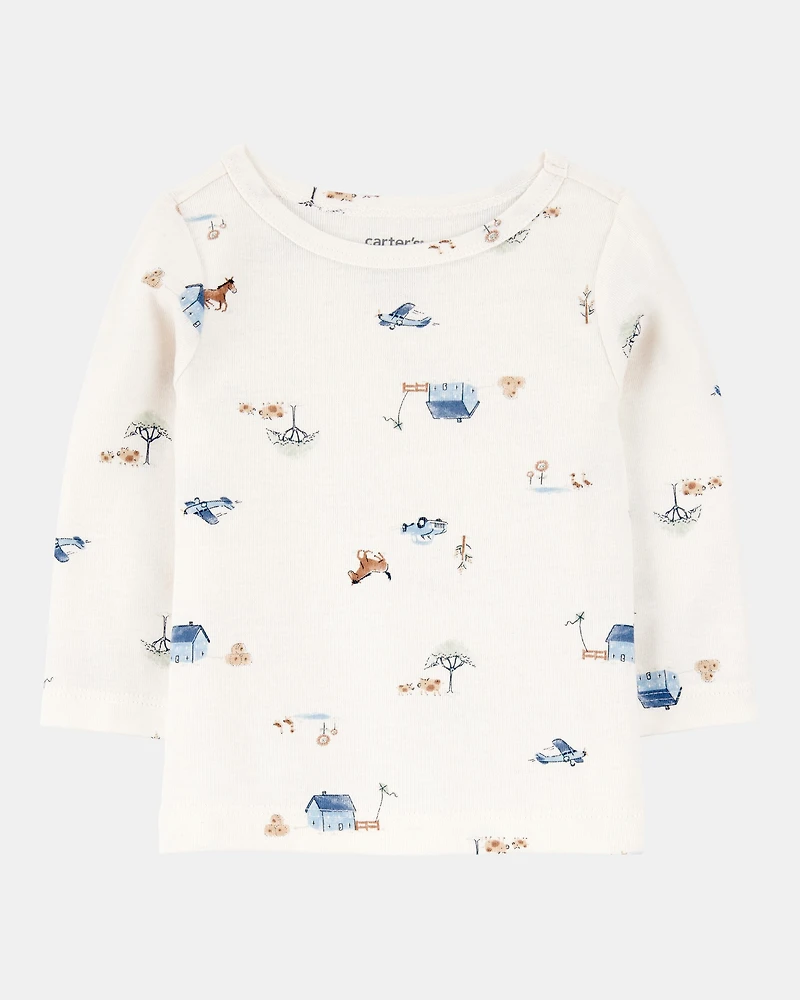 Baby Boy 2-Piece Long-Sleeve Tee & Thermal Coverall Set