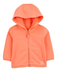 Baby Zip-Up French Terry Cardigan - Orange