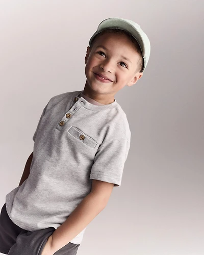 Toddler Boy Button-Front Tee - Grey