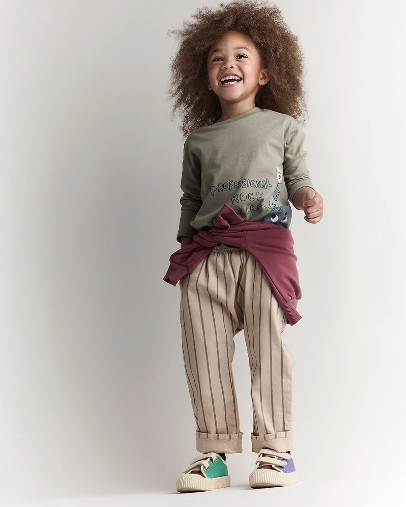 Toddler Rock Collector Long-Sleeve Relaxed Graphic Tee - Olive