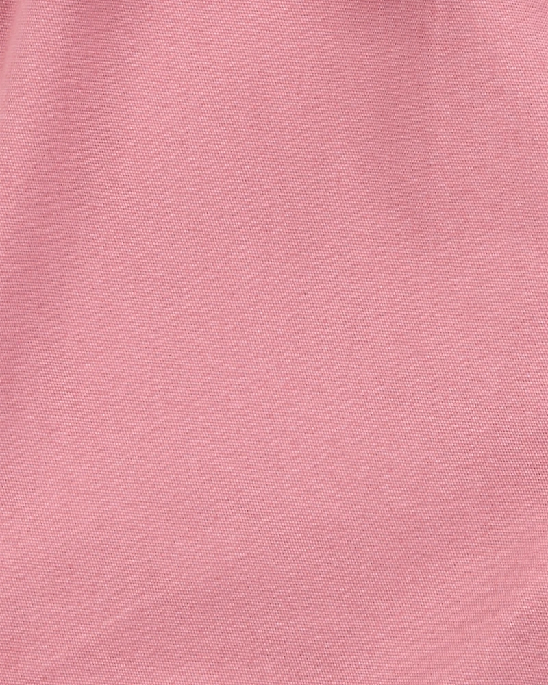 Baby Girl Sleeveless Canvas Romper -Pink