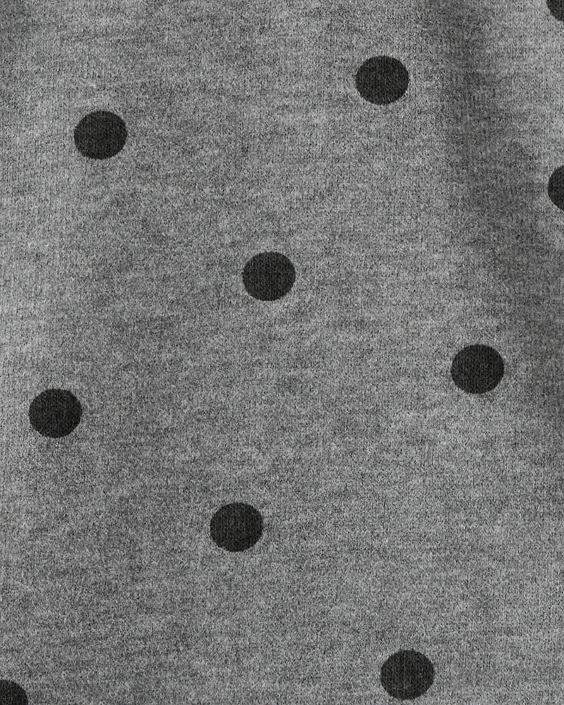 Baby Girl Flutter-Sleeve Polka Dot Long-Sleeve Top - Grey