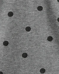 Baby Girl Flutter-Sleeve Polka Dot Long-Sleeve Top - Grey