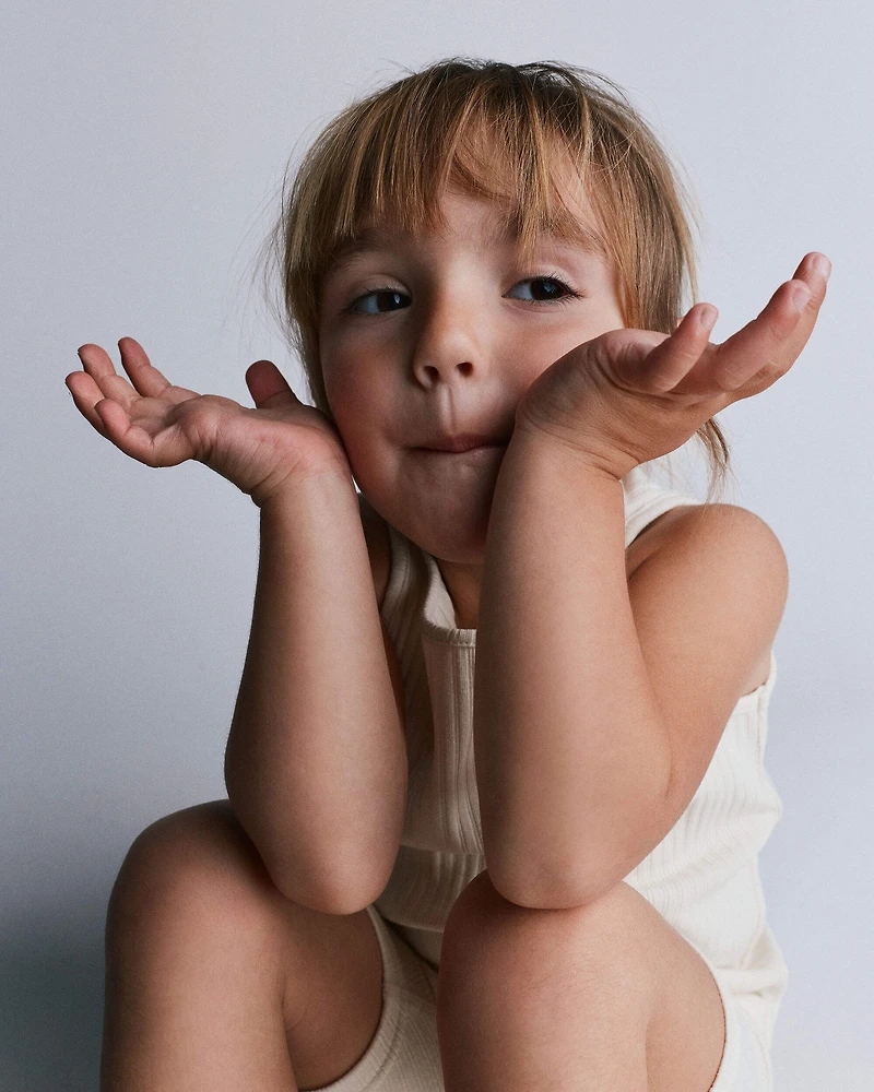 Toddler Girl Ribbed Playtime Tank - Cream