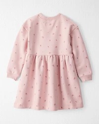 Toddler Girl French Terry Dress Made with Organic Cotton Blush Petals Print
