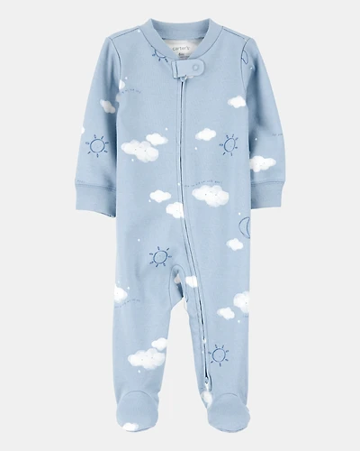 Baby Boy Cloud Print 2-Way Zip Cotton Sleeper