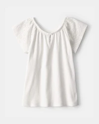 Girls Eyelet Top - White