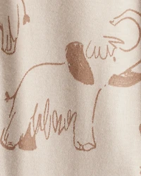 Baby Boy Mammoth Print 100% Cotton Long-Sleeve Snug Fit Sleeper - Beige