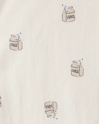 Baby 4-Pack Snack Time Long-Sleeve Multipack Bodysuits - Blue/White/Brown