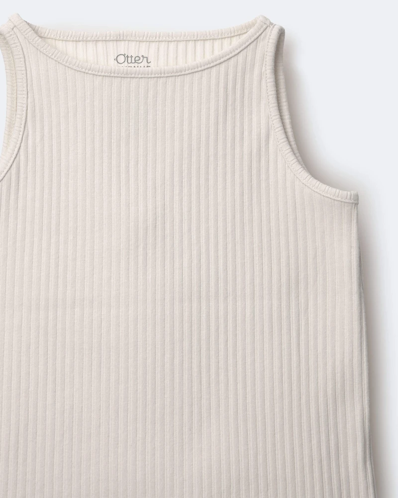 Toddler Girl Ribbed Playtime Tank - Cream