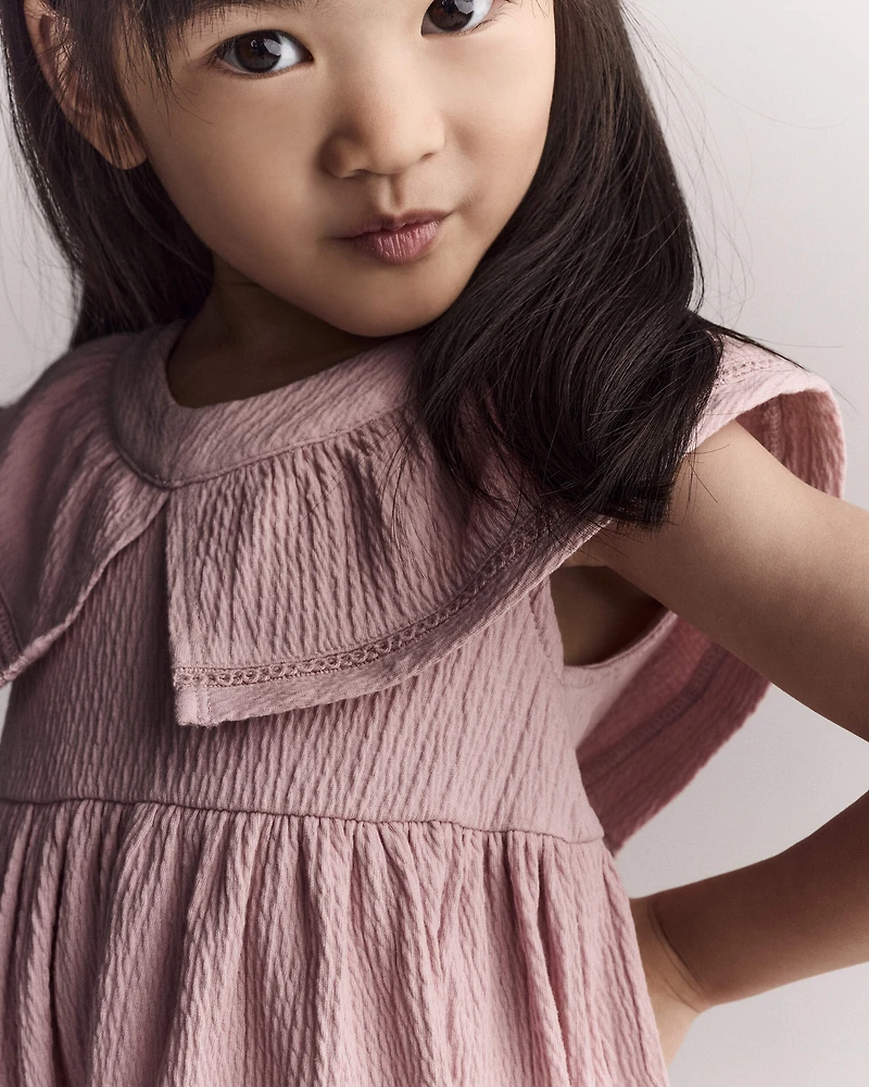 Toddler Girl Ruffle Collar Dress - Light Pink