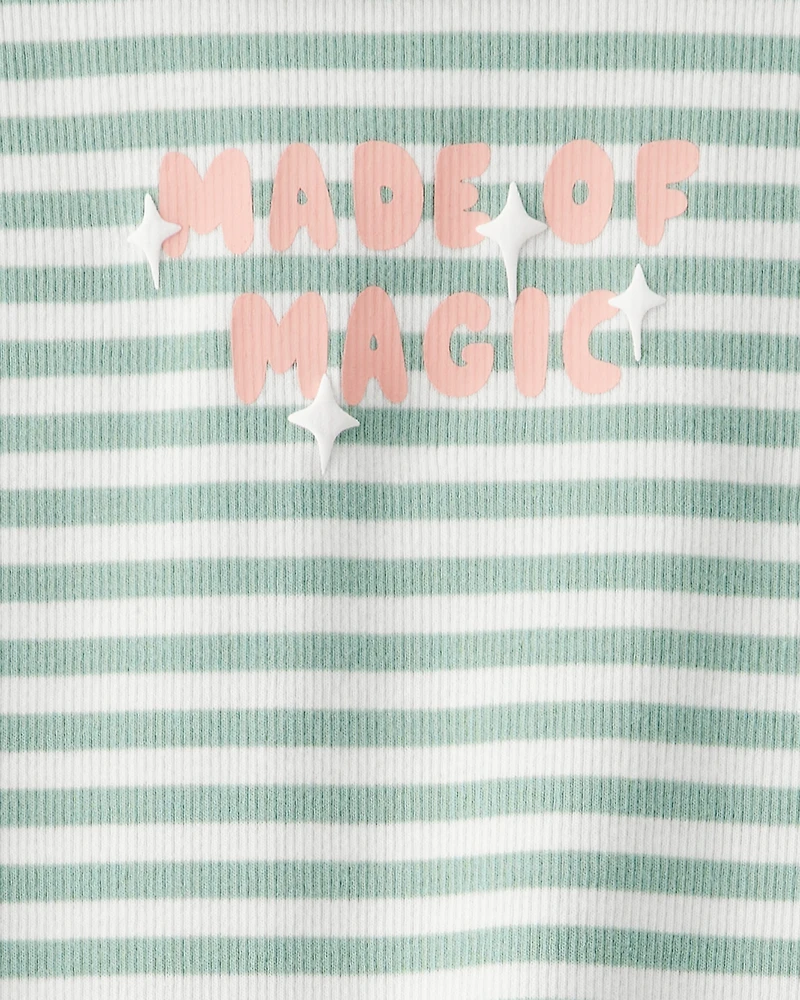 Toddler Girl Made of Magic' Striped Long-Sleeve Top - Green