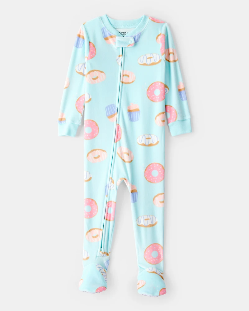 Baby Girl Donuts DreamPlush Long-Sleeve Snug Fit 1-Piece pyjamas - Blue