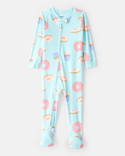 Baby Girl Donuts DreamPlush Long-Sleeve Snug Fit 1-Piece pyjamas - Blue