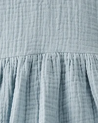 Baby Organic Cotton Gauze Dress Blue