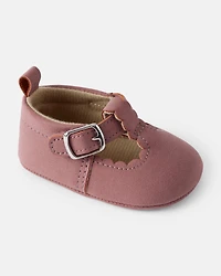 Baby Girl Scallop Edge Buckle Shoes - Pink