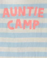Baby 'Auntie Camp' Sleeveless Graphic Bodysuit - Blue/Ivory